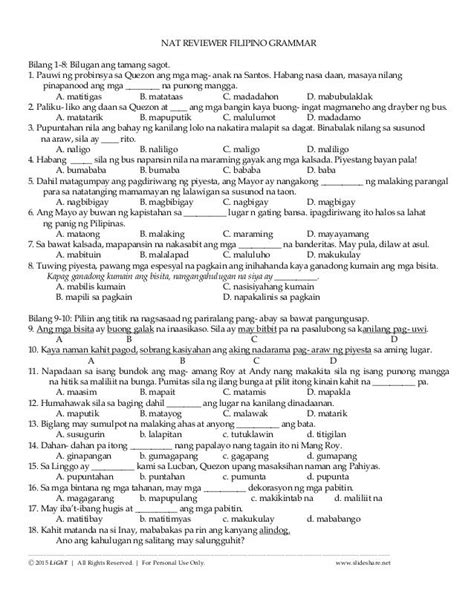filipino 6 nat reviewer with answer key|NAT REVIEWER FOR GRADE 6 .